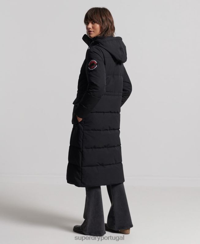 casaco everest longline mulheres preto roupas Superdry 2208H5512