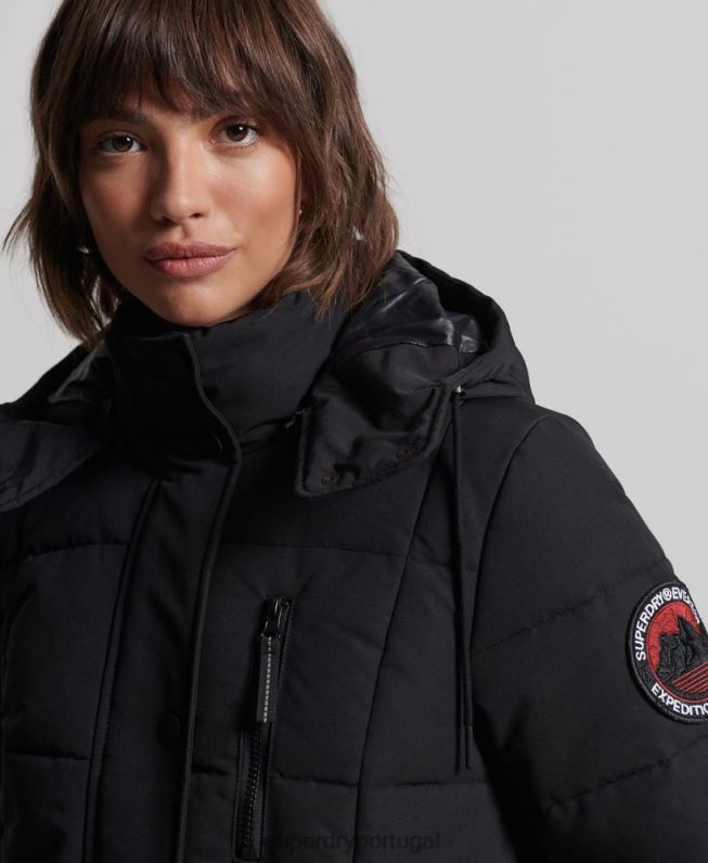 casaco everest longline mulheres preto roupas Superdry 2208H5512