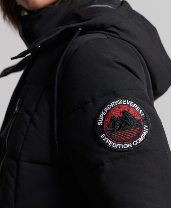 casaco everest longline mulheres preto roupas Superdry 2208H5512