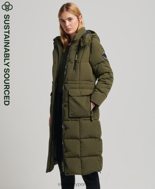 casaco everest longline mulheres verde roupas Superdry 2208H5688