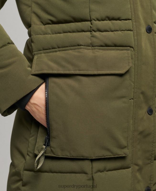 casaco everest longline mulheres verde roupas Superdry 2208H5688