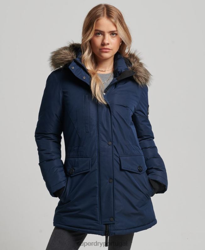 casaco parka ashley everest mulheres marinha roupas Superdry 2208H5443