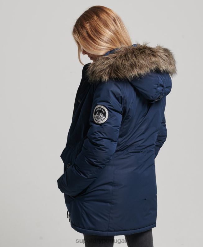 casaco parka ashley everest mulheres marinha roupas Superdry 2208H5443