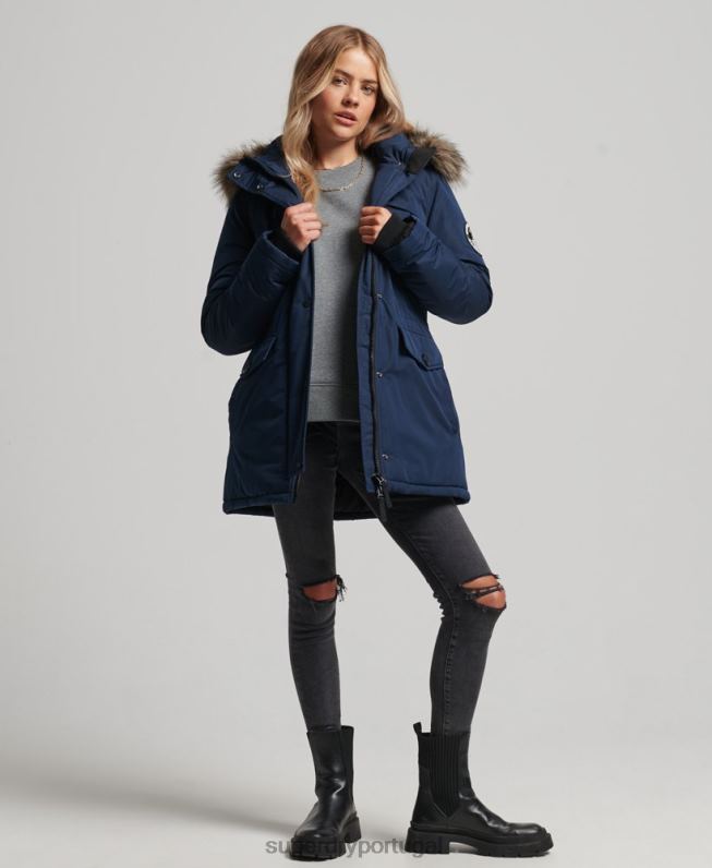casaco parka ashley everest mulheres marinha roupas Superdry 2208H5443