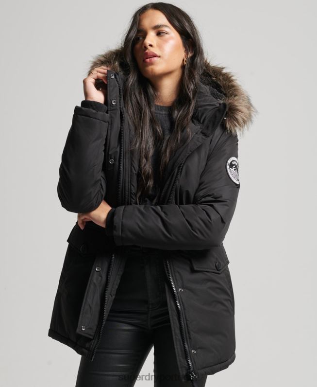 casaco parka ashley everest mulheres preto roupas Superdry 2208H5415