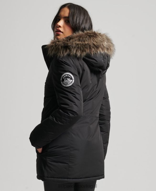 casaco parka ashley everest mulheres preto roupas Superdry 2208H5415