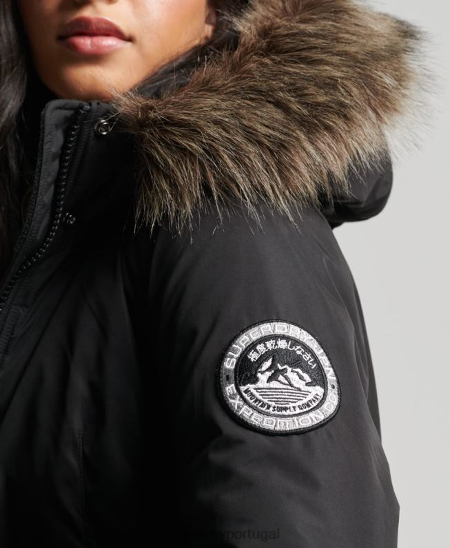 casaco parka ashley everest mulheres preto roupas Superdry 2208H5415