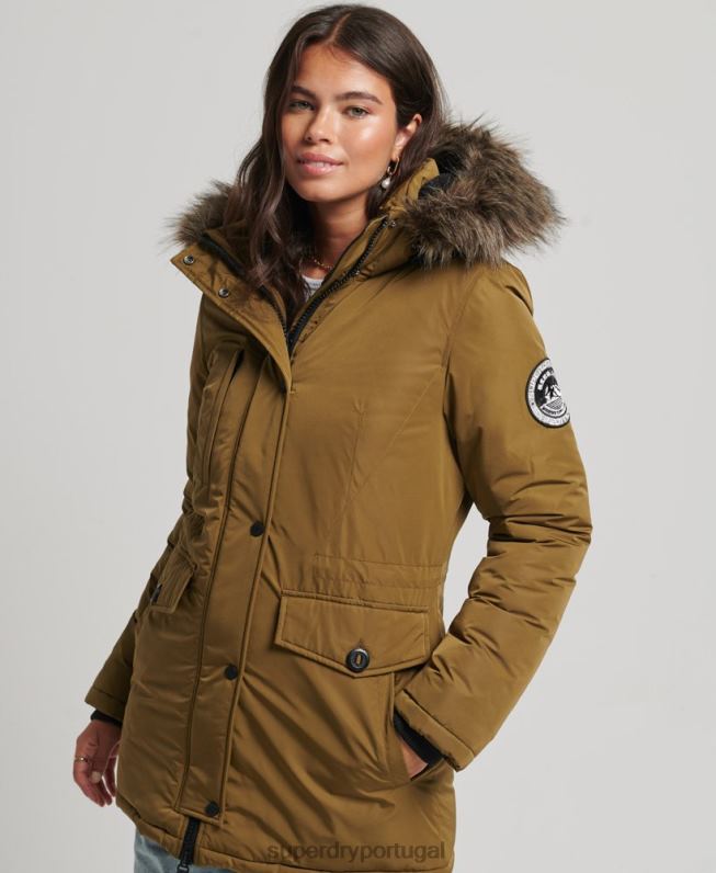 casaco parka ashley everest mulheres verde roupas Superdry 2208H5516