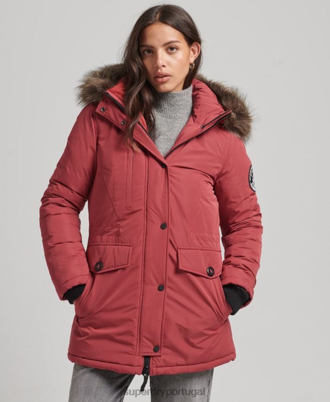 casaco parka ashley everest mulheres vermelho roupas Superdry 2208H5466