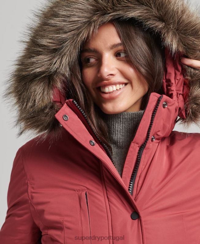 casaco parka ashley everest mulheres vermelho roupas Superdry 2208H5466