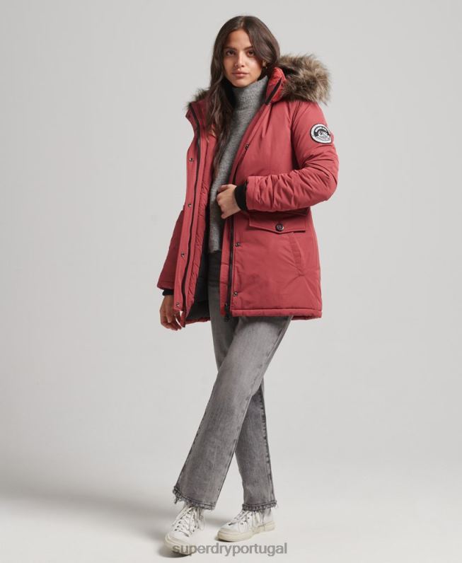casaco parka ashley everest mulheres vermelho roupas Superdry 2208H5466