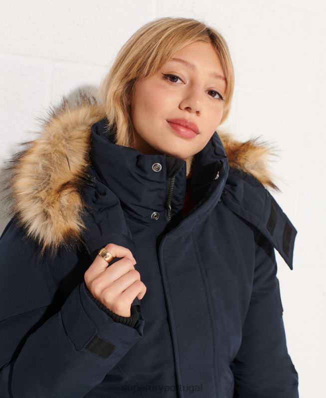 casaco parka code everest mulheres marinha roupas Superdry 2208H5590