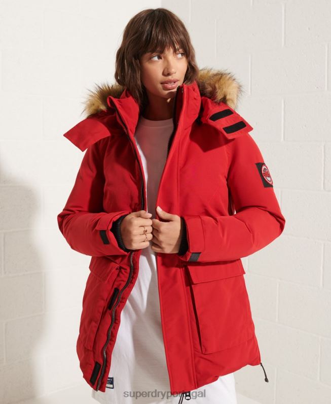 casaco parka code everest mulheres vermelho roupas Superdry 2208H5589