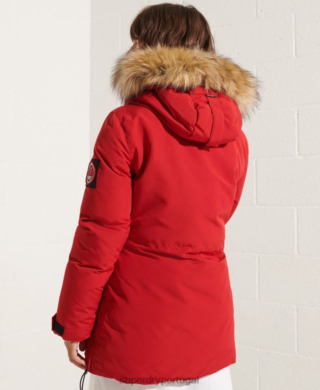 casaco parka code everest mulheres vermelho roupas Superdry 2208H5589