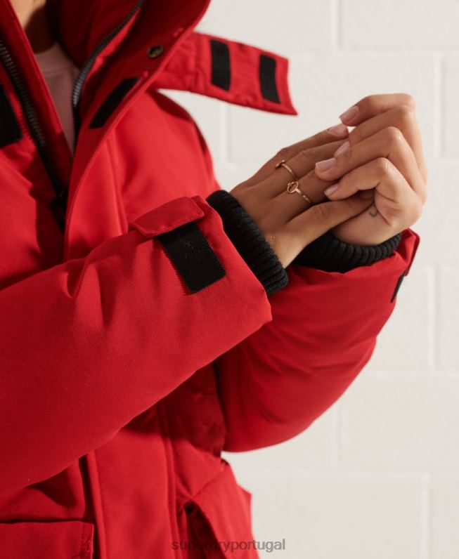 casaco parka code everest mulheres vermelho roupas Superdry 2208H5589