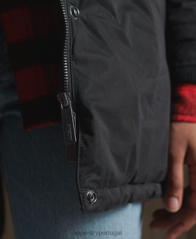 casaco parka de microfibra nadare mulheres preto roupas Superdry 2208H5481