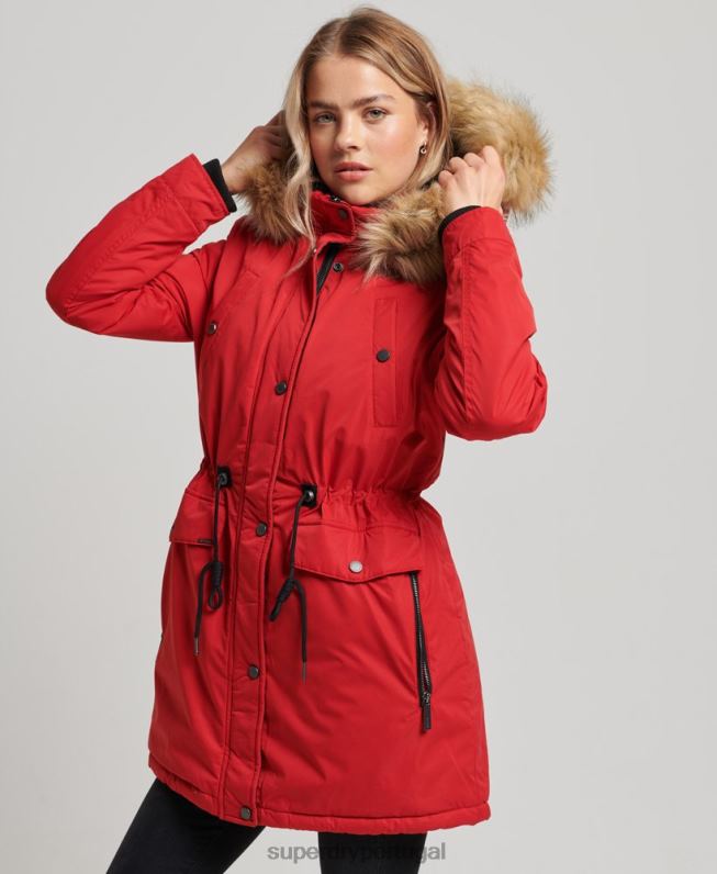 casaco parka de microfibra nadare mulheres vermelho roupas Superdry 2208H5513