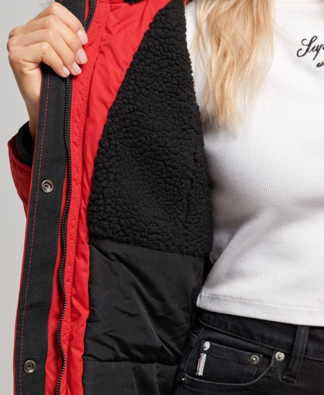casaco parka de microfibra nadare mulheres vermelho roupas Superdry 2208H5513