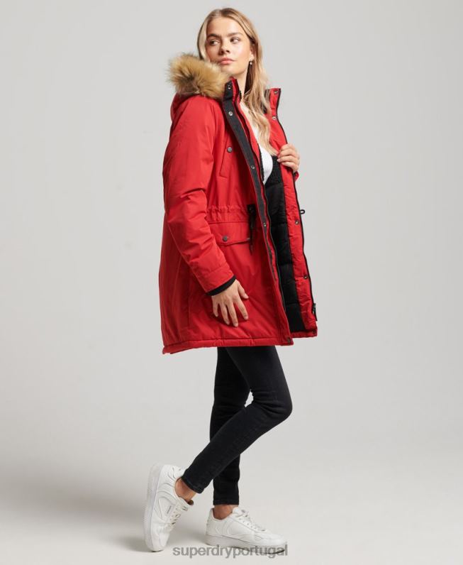 casaco parka de microfibra nadare mulheres vermelho roupas Superdry 2208H5513