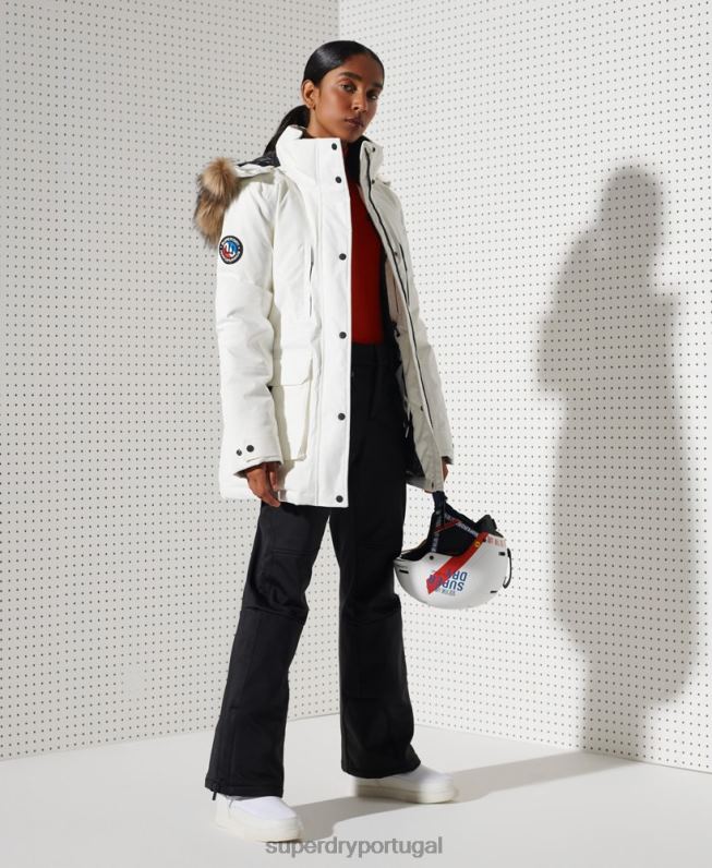 casaco parka de neve everest down mulheres branco roupas Superdry 2208H5487
