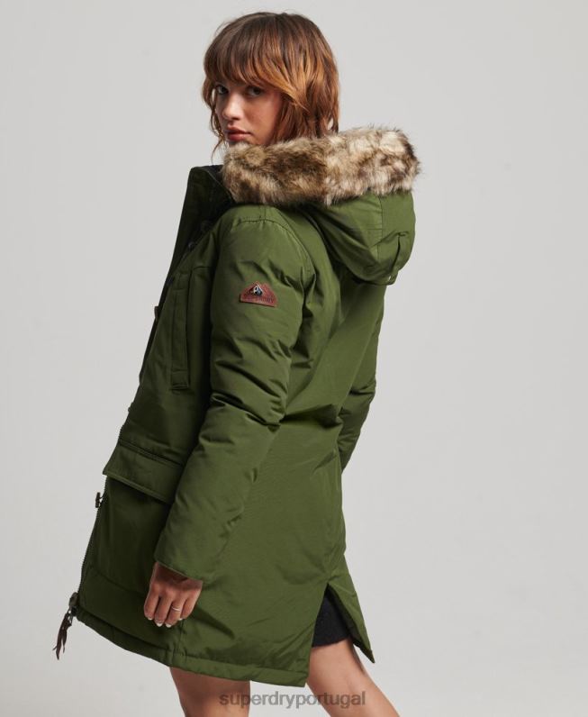 casaco parka de pele sintética com capuz mulheres verde roupas Superdry 2208H3775