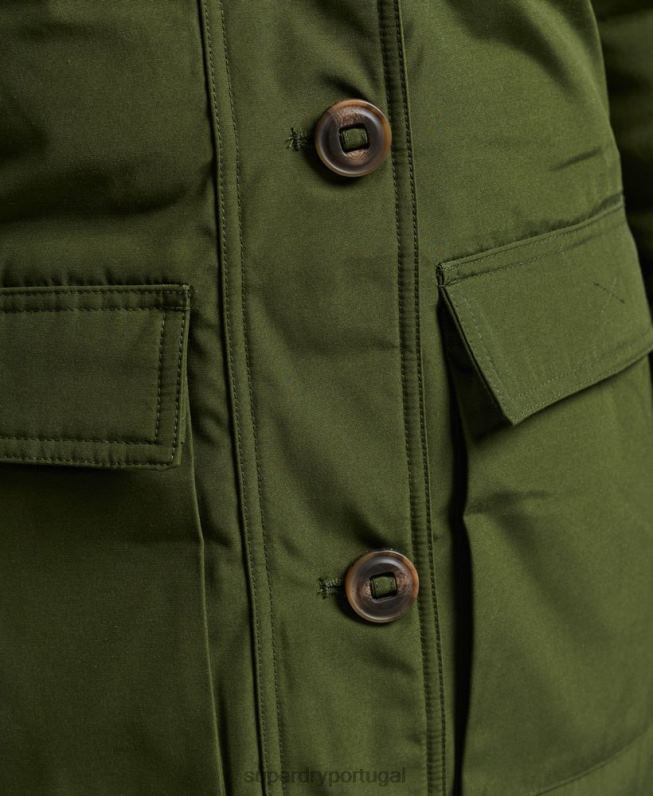casaco parka de pele sintética com capuz mulheres verde roupas Superdry 2208H3775