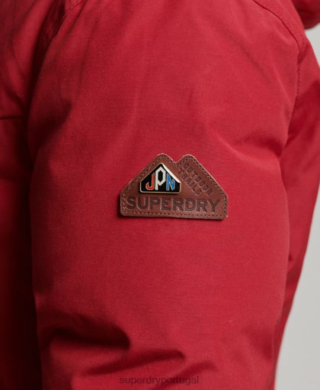 casaco parka de pele sintética com capuz mulheres vermelho roupas Superdry 2208H3776