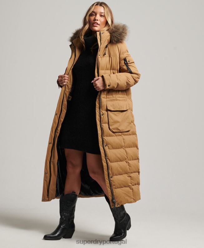 casaco parka espinhel de expedição em microfibra mulheres marrom roupas Superdry 2208H5547