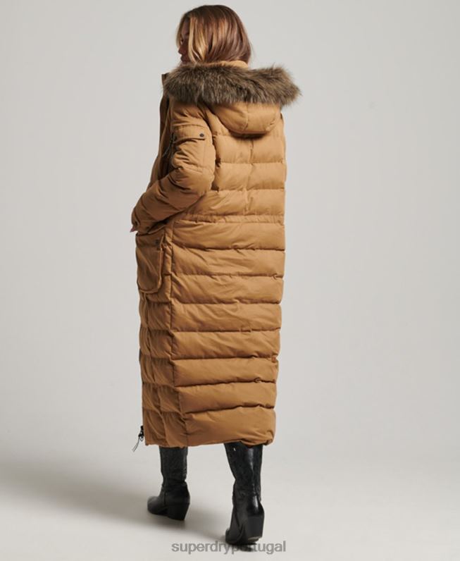 casaco parka espinhel de expedição em microfibra mulheres marrom roupas Superdry 2208H5547
