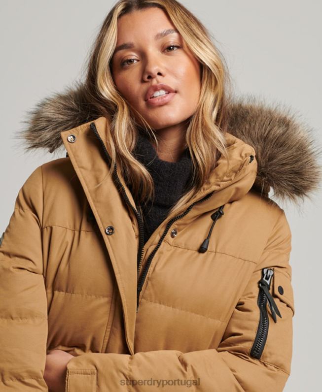 casaco parka espinhel de expedição em microfibra mulheres marrom roupas Superdry 2208H5547