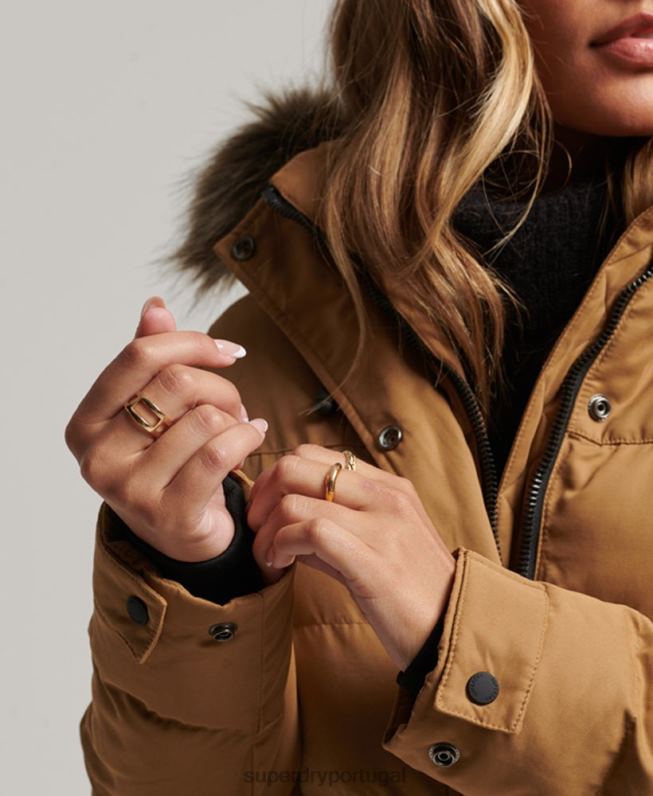 casaco parka espinhel de expedição em microfibra mulheres marrom roupas Superdry 2208H5547