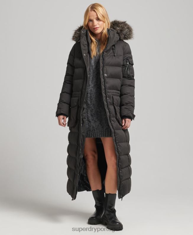 casaco parka espinhel de expedição em microfibra mulheres preto roupas Superdry 2208H5448