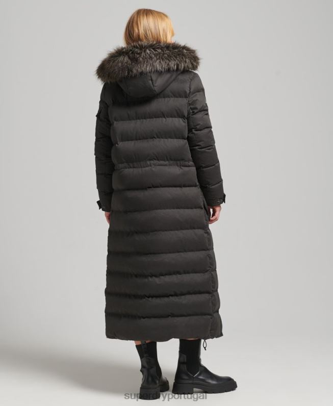 casaco parka espinhel de expedição em microfibra mulheres preto roupas Superdry 2208H5448