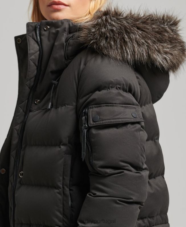 casaco parka espinhel de expedição em microfibra mulheres preto roupas Superdry 2208H5448