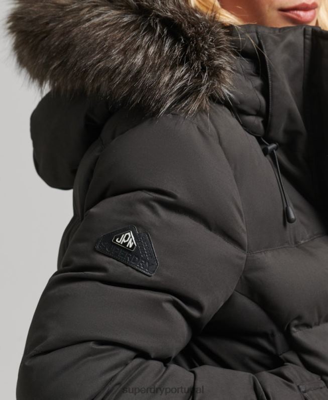 casaco parka espinhel de expedição em microfibra mulheres preto roupas Superdry 2208H5448