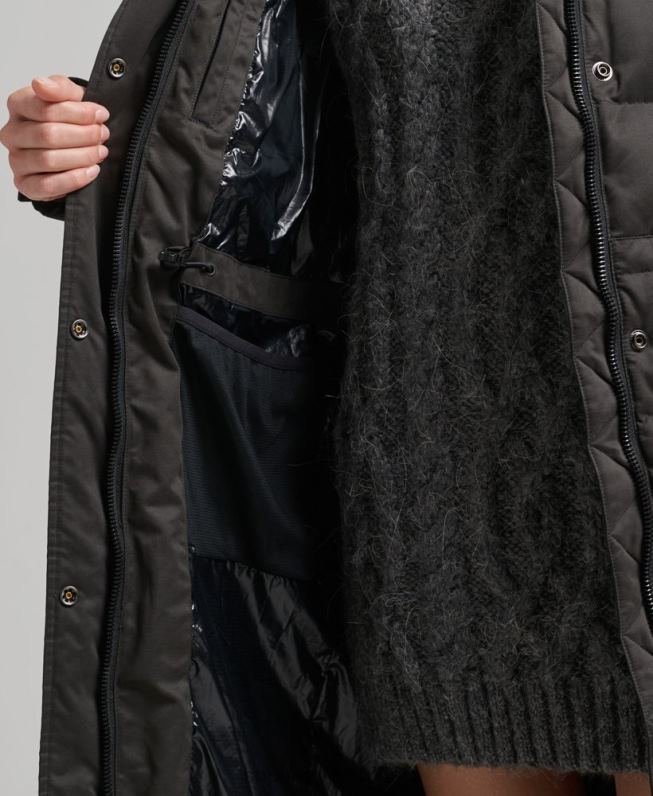 casaco parka espinhel de expedição em microfibra mulheres preto roupas Superdry 2208H5448