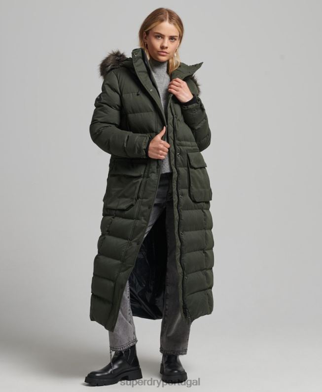 casaco parka espinhel de expedição em microfibra mulheres verde roupas Superdry 2208H5490