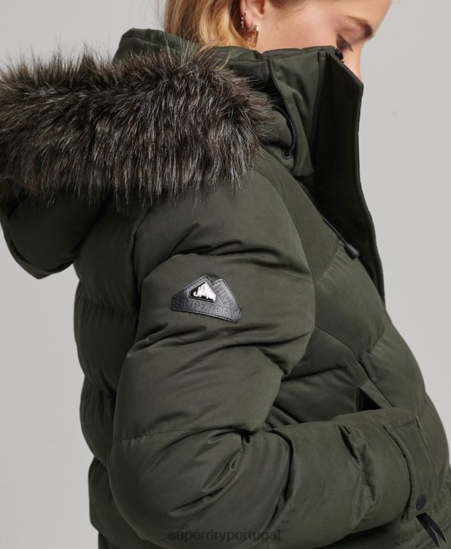 casaco parka espinhel de expedição em microfibra mulheres verde roupas Superdry 2208H5490