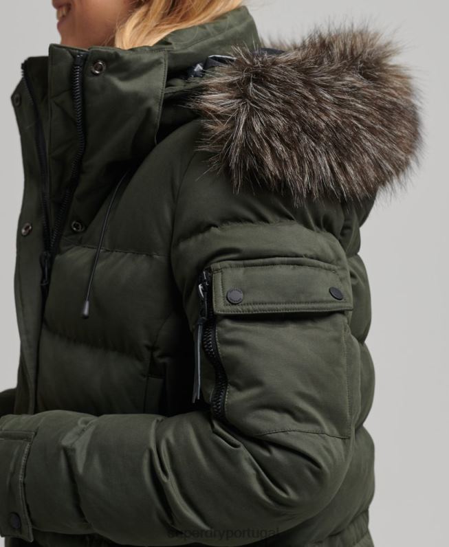 casaco parka espinhel de expedição em microfibra mulheres verde roupas Superdry 2208H5490