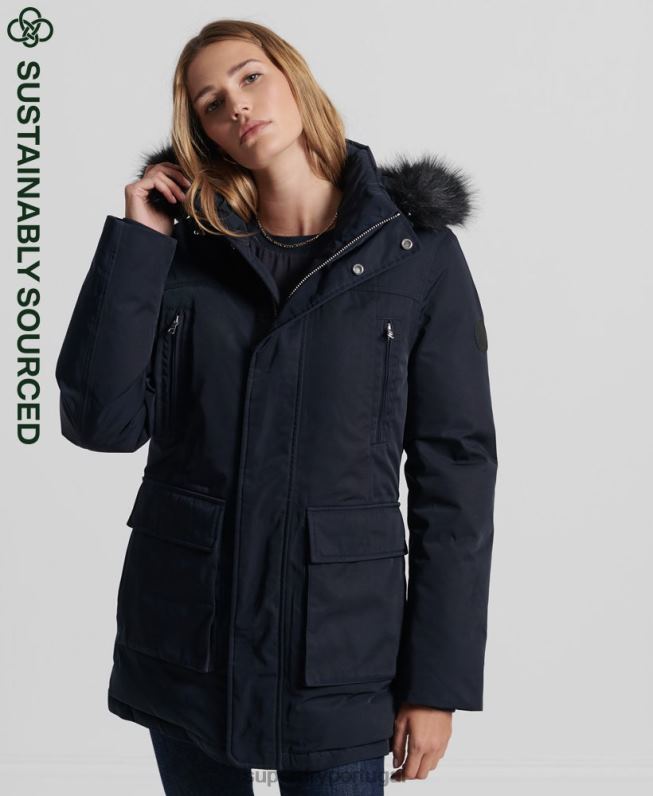 casaco parka everest down mulheres marinha roupas Superdry 2208H5458