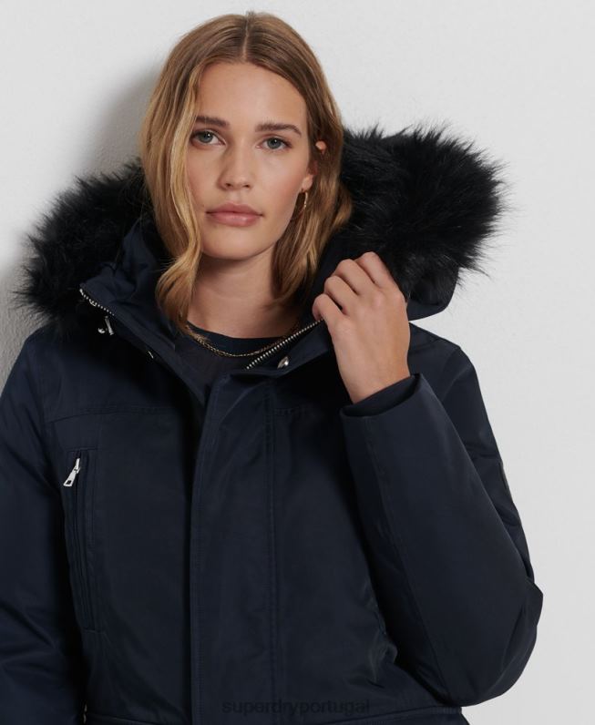 casaco parka everest down mulheres marinha roupas Superdry 2208H5458
