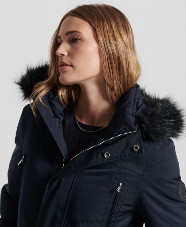 casaco parka everest down mulheres marinha roupas Superdry 2208H5458