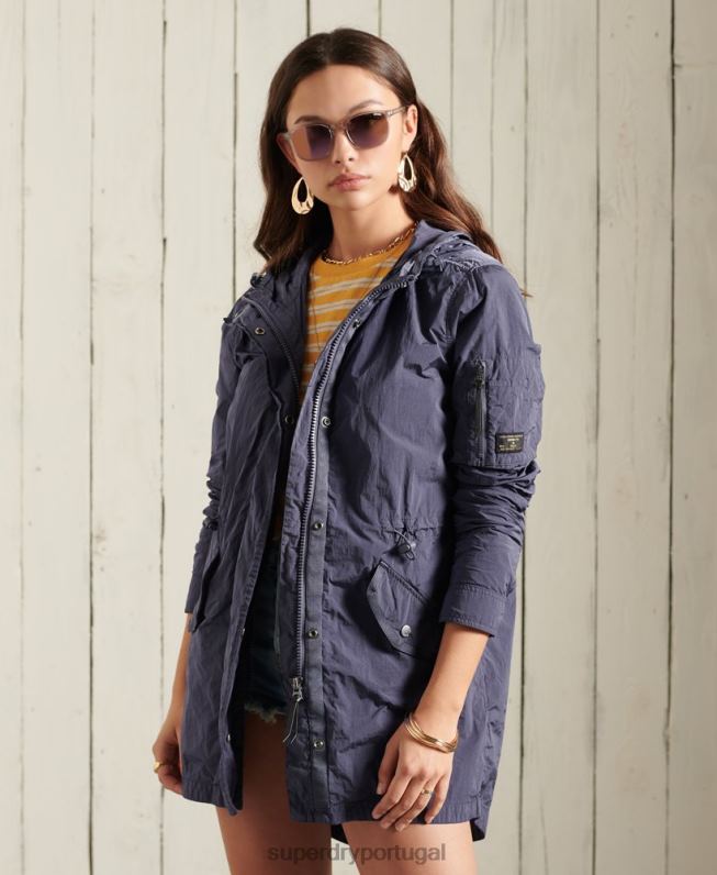 casaco parka militar mulheres azul escuro roupas Superdry 2208H5707