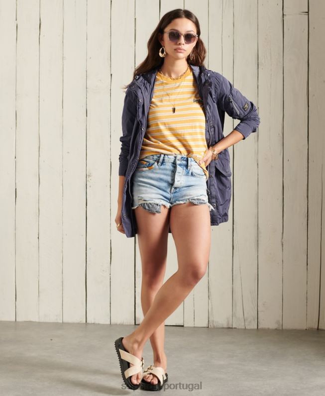 casaco parka militar mulheres azul escuro roupas Superdry 2208H5707