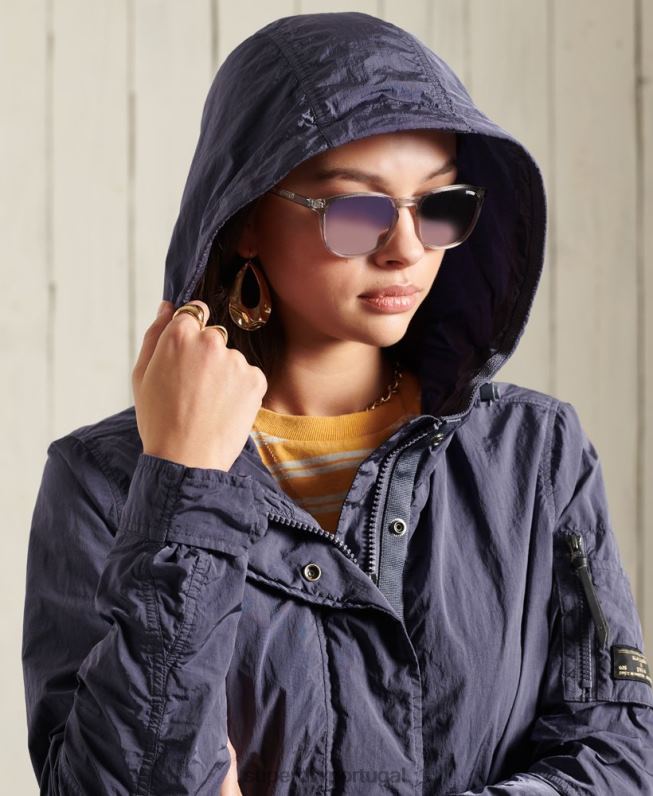 casaco parka militar mulheres azul escuro roupas Superdry 2208H5707