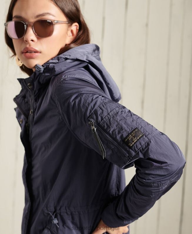 casaco parka militar mulheres azul escuro roupas Superdry 2208H5707