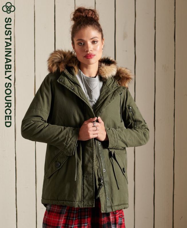 casaco parka militar premium mulheres verde roupas Superdry 2208H5639