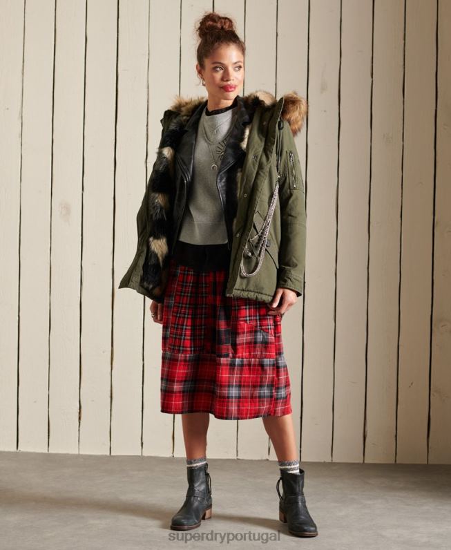 casaco parka militar premium mulheres verde roupas Superdry 2208H5639