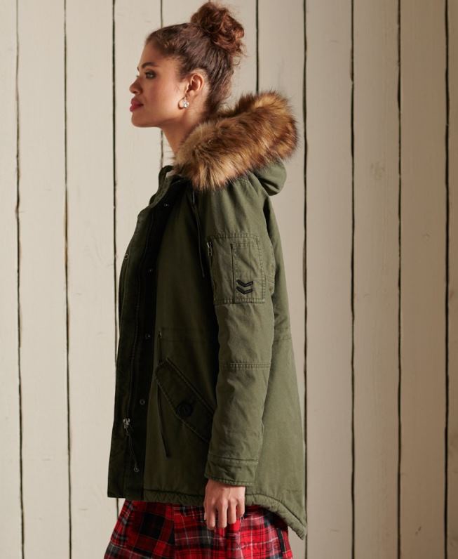casaco parka militar premium mulheres verde roupas Superdry 2208H5639