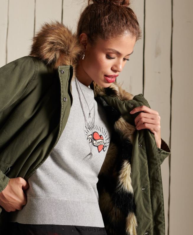 casaco parka militar premium mulheres verde roupas Superdry 2208H5639